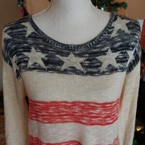 SAY WHAT? Women's 4th July Long Sleeve Shirt Patriotic Festive USA Knit Top